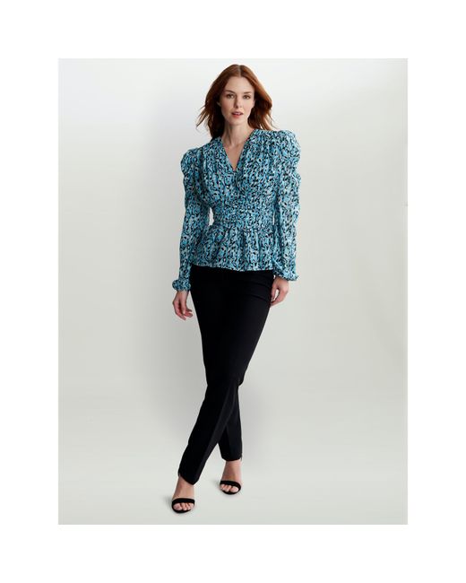 Gina Bacconi Blue Pnina Blouse With Rouched Waistband