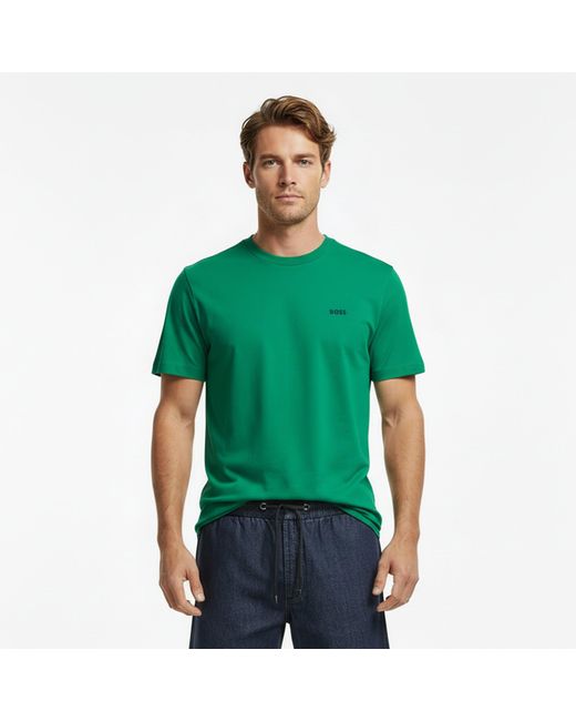 Boss Green T-Shirt With Logo Design Stretch Cotton for men