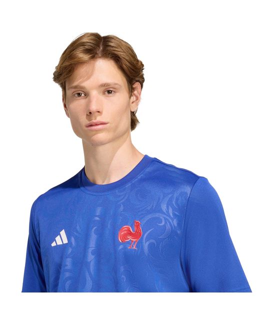 Adidas Blue France Rugby Supporter T-Shirt 2025 Adults for men