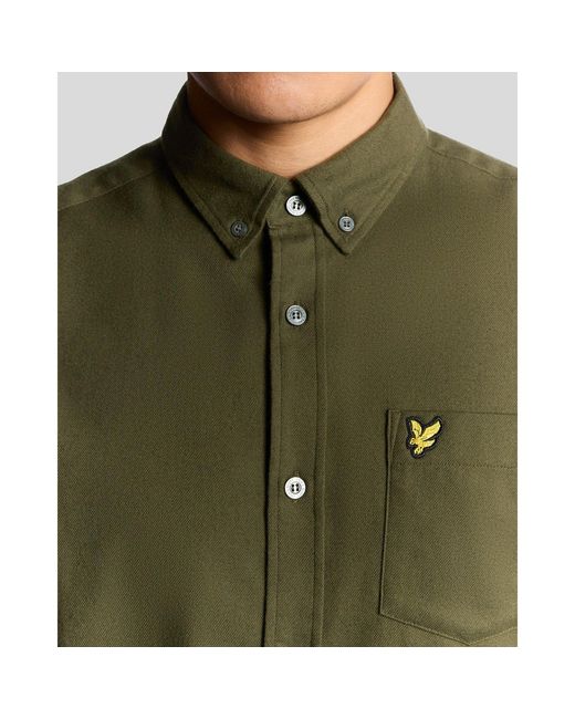 Lyle & Scott Green Flannel Long Sleeve Shirt for men