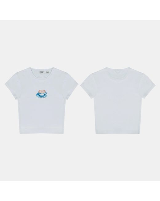 Jack Wills Blue Graphic Cotton Short Sleeve Crew Neck Print Crop Top