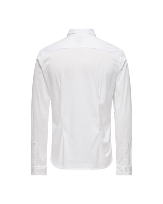 ONLY White Long-Sleeve Plain Shirt for men