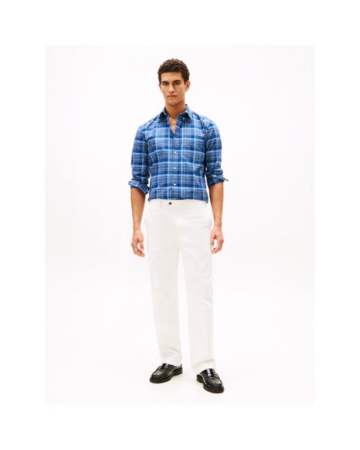 Tommy Hilfiger Blue Check Oxford Long Sleeve Patterned Shirt for men