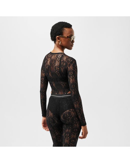 Palm Angels Gray Lace Bodysuit