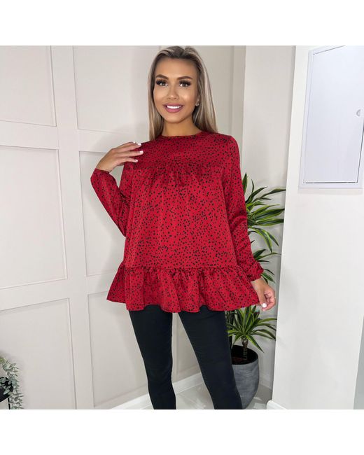 AX Paris Red And Printed Smock Top