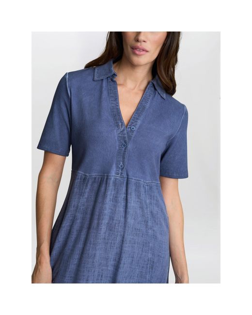 Gina Bacconi Blue Aaliyah Chambray Demin And Jersey Dress