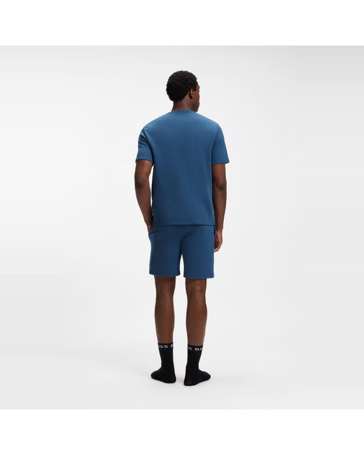 Boss Blue Bodywear Waffle T-Shirt With Structured Design for men