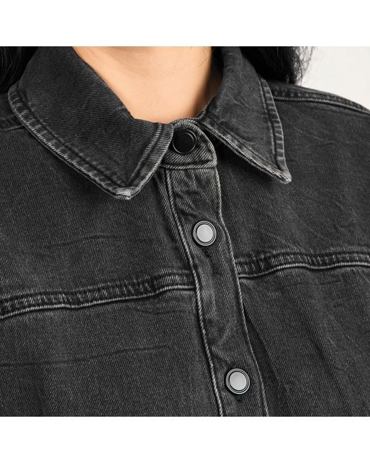GOOD AMERICAN Black Shaped Denim Shirt Dress