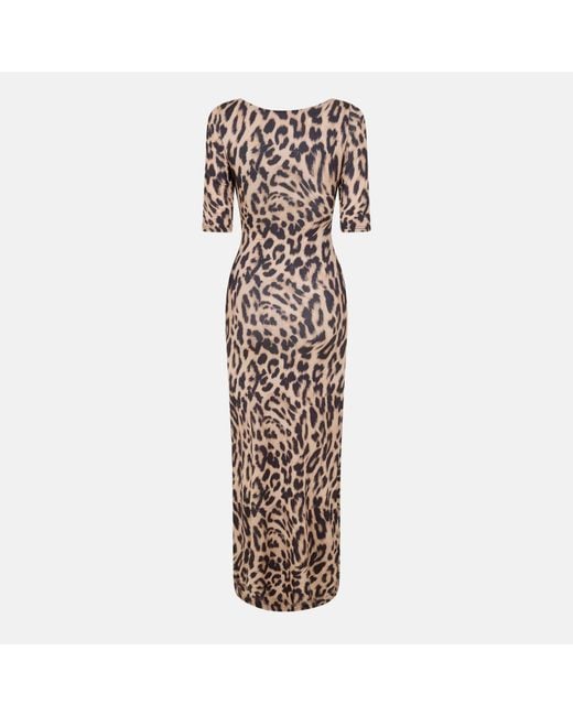 Never Fully Dressed Brown Leo Iris Leopard Print Floor Length Maxi Dress