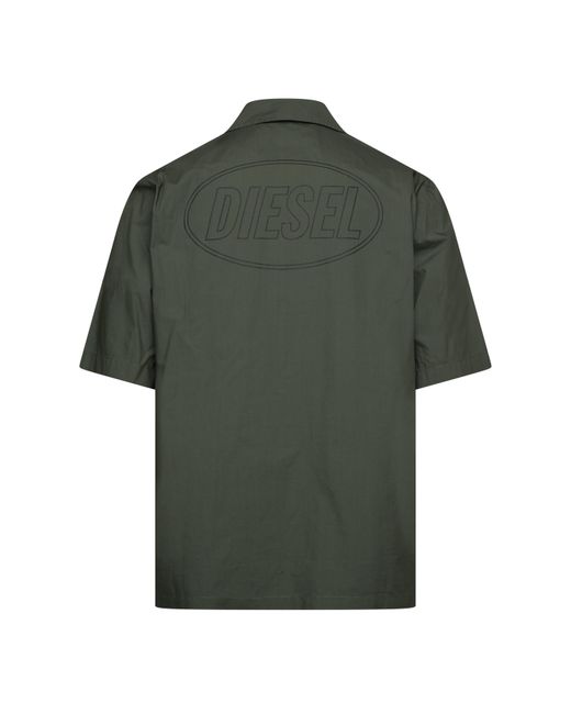 DIESEL Green S-Mac-B-Out Camicia Short Sleeve Plain Shirt for men