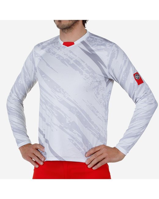 Bicycle Line Gray Ponente Upf 30+ V-Neck Long Sleeve Cycling Jersey for men