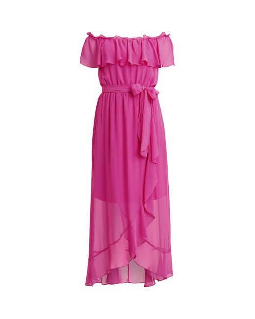 Gina Bacconi Pink Paisley Off The Shoulder Maxi Dress