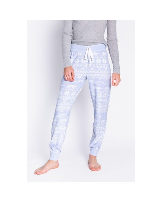 Pj Salvage Blue Snowflake Cuffed Pant