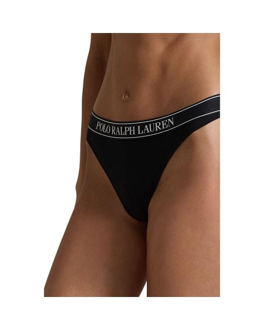 Polo Ralph Lauren Black Mid Rise Jersey Thong