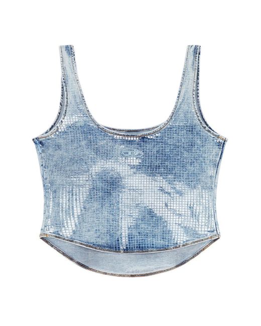 DIESEL Blue De-shi-s Crop Top