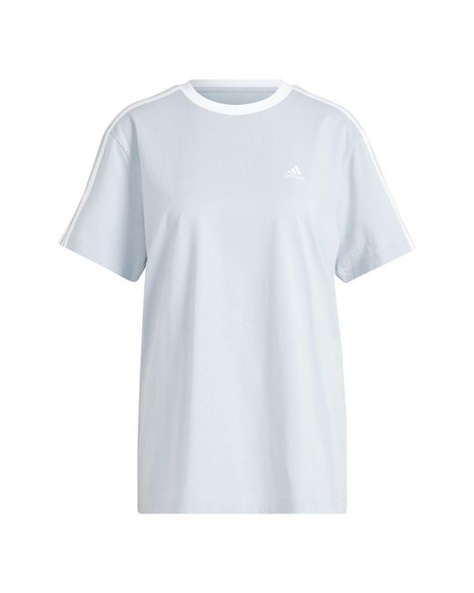 Adidas Blue Essentials 3 Stripe T-Shirt