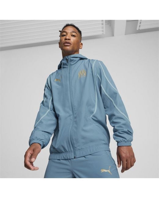 PUMA Blue Olympique De Marseille Pre Match Woven Jacket 2024 2025 Adults for men