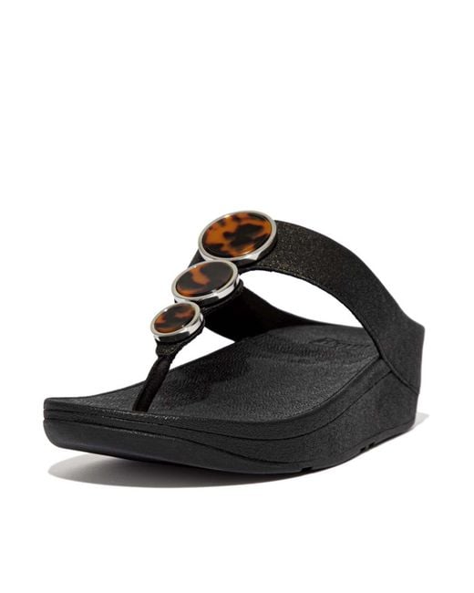 Fitflop Black Fit Flop Halo Shimmer Toe-Post Sandals