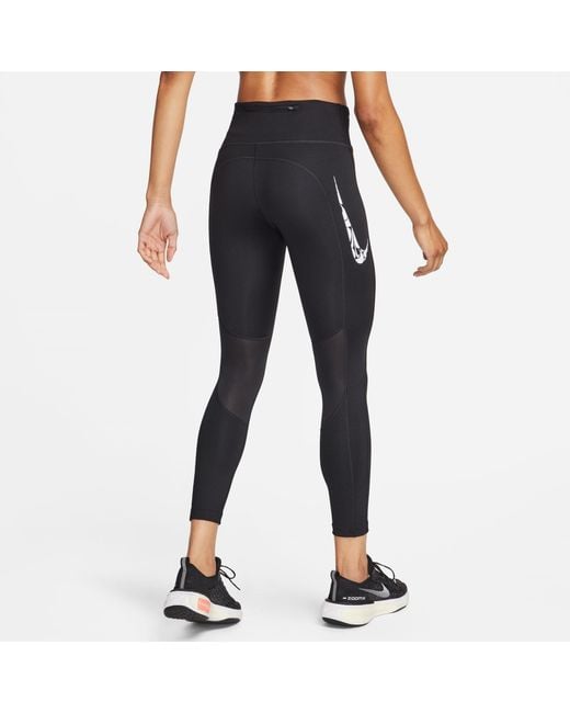 Nike Blue Swoosh Fast Mid-Rise 7/8 Leggings