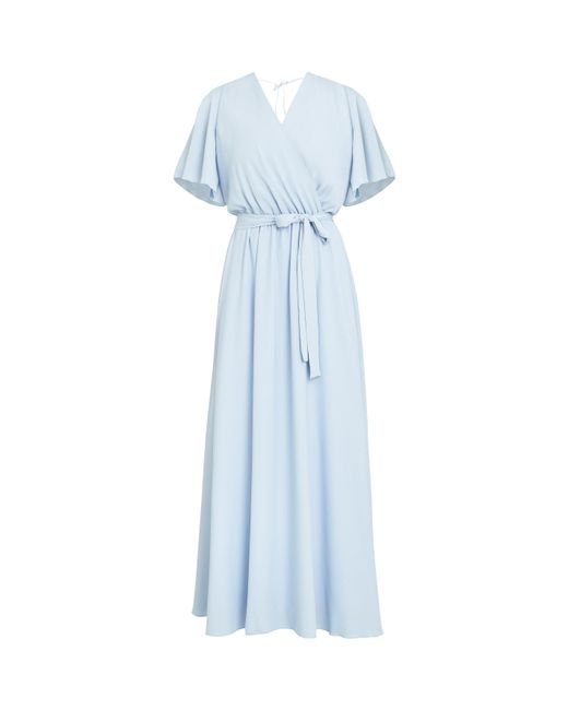 Gina Bacconi Blue Crissy Maxi Dress With Cape Sleeve