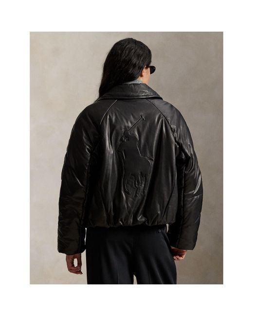 Polo Ralph Lauren Black Bomber Leather Jacket