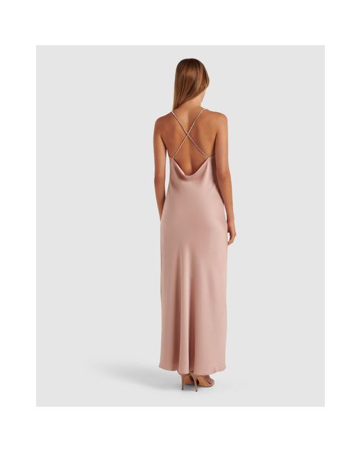 Forever New Pink Hannah Diamante Strap Satin Dress
