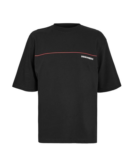 DSquared² Black Dsq Line Oversized T-Shirt for men