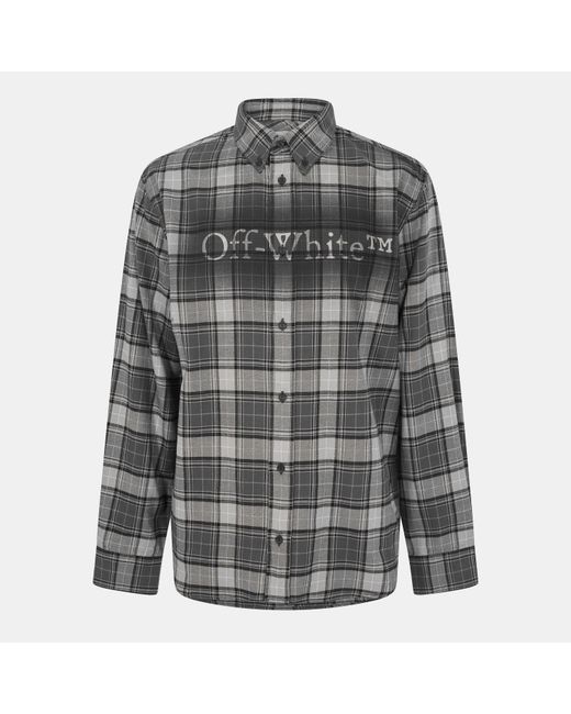 Off-White c/o Virgil Abloh Gray Spray Flannel Long Sleeve Patterned Shirt for men
