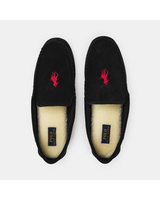 Polo Ralph Lauren Black Brenan Moccasin Slippers for men