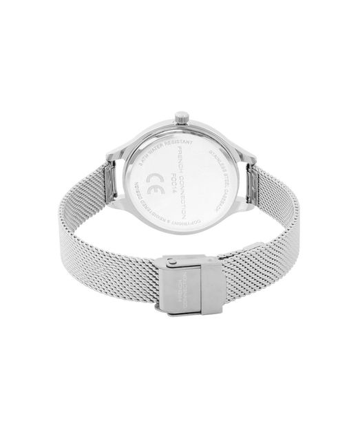French Connection Metallic Accessories Case Round Shape Strap Quartz Watch