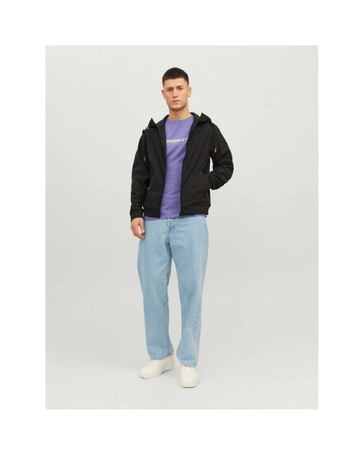 Jack & Jones Black Zipped Hooded Softshell Jacket for men