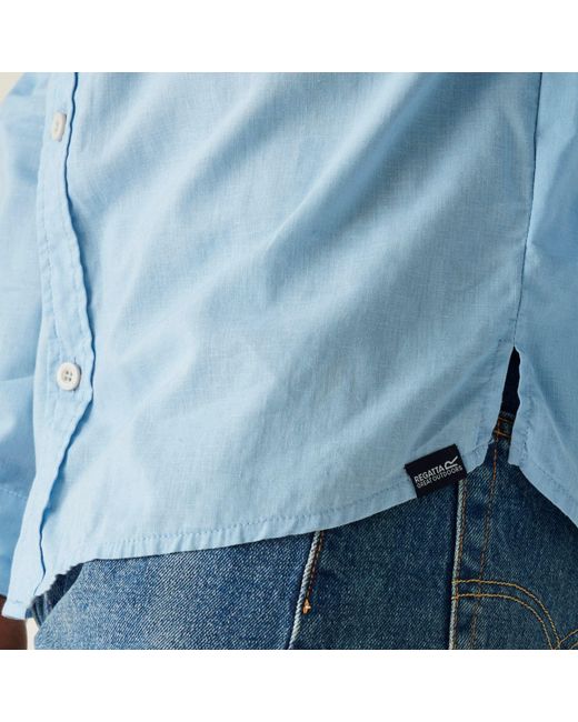 Regatta Blue Loran Long-Sleeve Plain Shirt for men