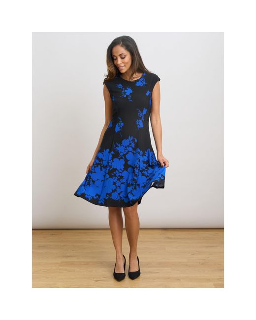 Gina Bacconi Blue Holli Floral Fit & Flare Dress