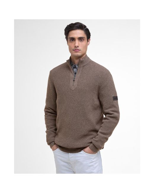 Barbour Brown Crawley Half Zip Jumper for men