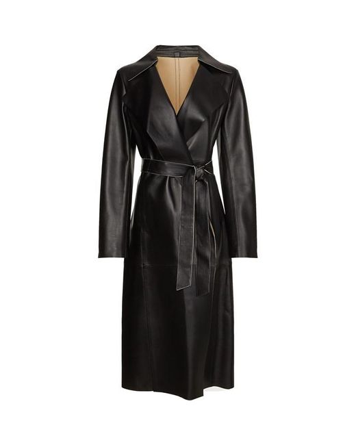Calvin Klein Black Contrast Leather Trench Coat