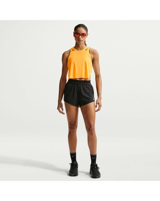 Nike Orange Aeroswift Dri-Fit Adv Cropped Running Tank Top
