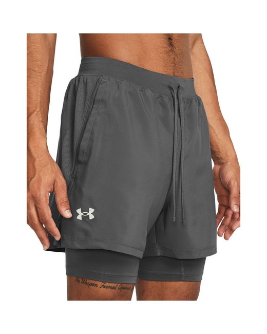 Under Armour Gray Ua Launch 2-In-1 5In Shorts for men