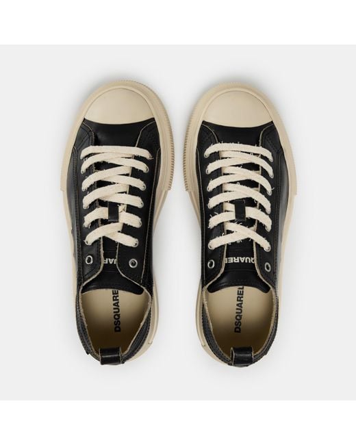 DSquared² Black Dsq Leather Berlin Low-Top Trainers for men