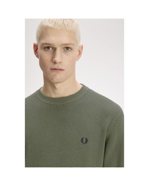 Fred Perry Green Crew Neck Jumper for men