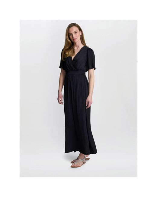 Gina Bacconi Black Carole Flowing V-Neck Dress