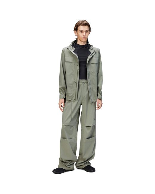 Rains Green Suva Hardshell Waterproof Windproof Long Sleeve Rain Anorak for men