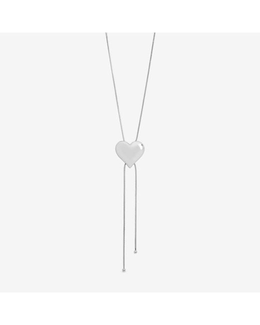 Mood White Plated Polished Heart Slider Necklace