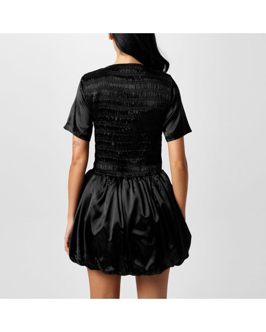 Amy Lynn Black Eleanor Shirred Mini Peplum Dress