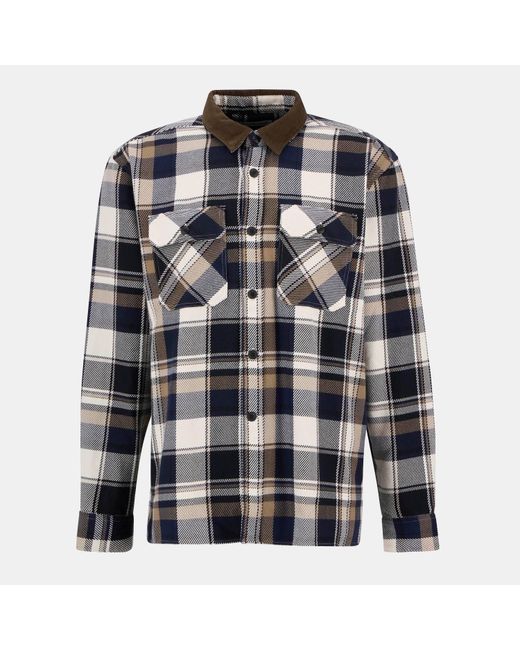 Barbour Gray Grasmoor Check Pattern Corduroy Collar Long Sleeve Overshirt for men