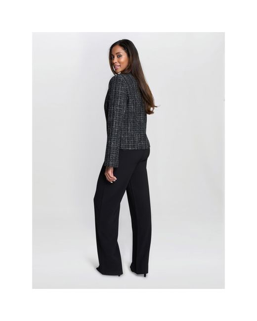 Gina Bacconi Blue Alisson Tweed Knitted Button Front Jacket