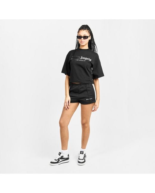 Palm Angels Black Spray T Cropped Crop Top