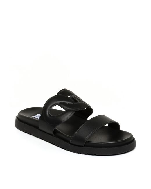 Steve Madden Black Myrtle Flat Sandals