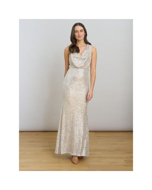 Gina Bacconi Gray Terri Sequin Maxi Dress