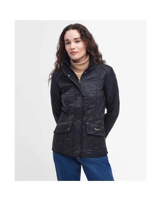 Barbour Blue Cavalry Polarquilt Diamond-Quilted Fleece-Lined Long Sleeve Slim Fit Quilted Jacket