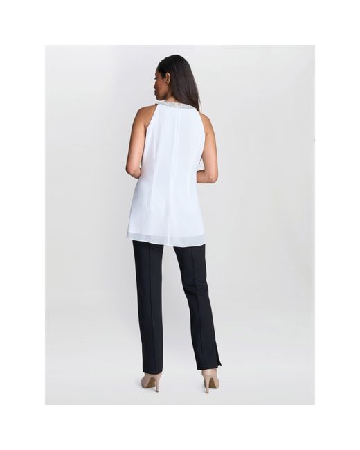 Gina Bacconi Blue Elle Halter Top With Beaded Neck